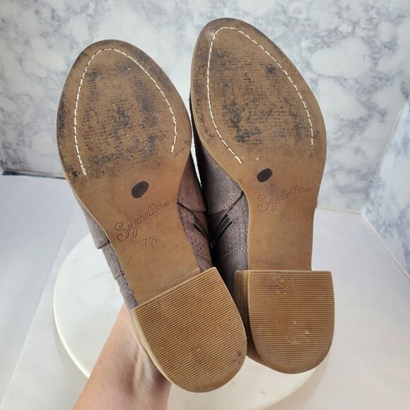 Seychelles Score 7.5 Gray Suede Ankle Boots Booties 2" Block heel - Picture 4 of 13